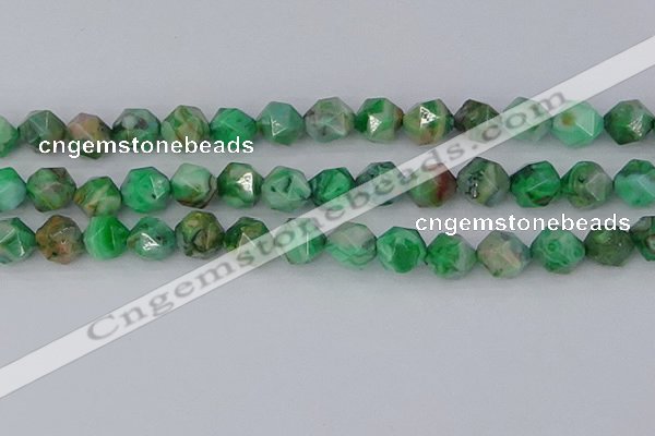 CAG9966 15.5 inches 12mm faceted nuggets green crazy lace agate beads