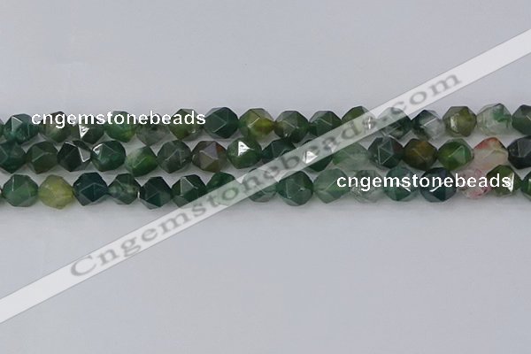 CAG9970 15.5 inches 8mm faceted nuggets moss agate beads