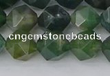 CAG9971 15.5 inches 10mm faceted nuggets moss agate beads