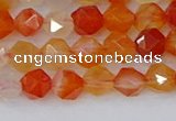 CAG9975 15.5 inches 6mm faceted nuggets red agate beads