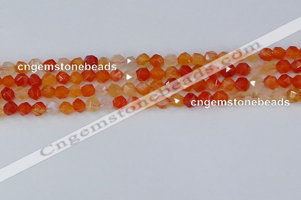 CAG9975 15.5 inches 6mm faceted nuggets red agate beads