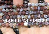 CAG9987 15.5 inches 6mm faceted nuggets red lightning agate beads