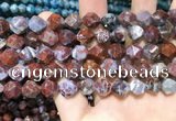 CAG9989 15.5 inches 10mm faceted nuggets red lightning agate beads