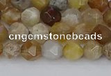 CAG9993 15.5 inches 6mm faceted nuggets ocean fossil agate beads