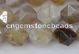 CAG9995 15.5 inches 10mm faceted nuggets ocean fossil agate beads