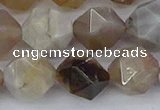 CAG9996 15.5 inches 12mm faceted nuggets ocean fossil agate beads