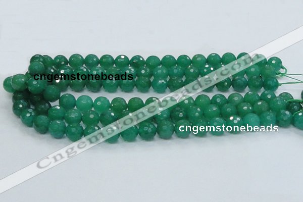 CAJ05 15.5 inches 12mm faceted round green aventurine jade beads