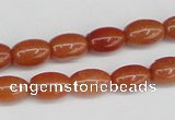CAJ150 15.5 inches 8*12mm rice red aventurine jade beads