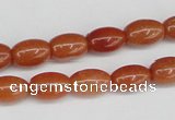 CAJ150 15.5 inches 8*12mm rice red aventurine jade beads