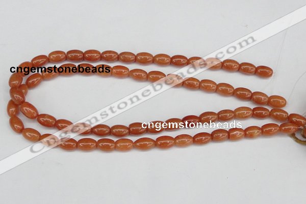 CAJ150 15.5 inches 8*12mm rice red aventurine jade beads