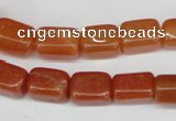 CAJ151 15.5 inches 10*13mm cuboid red aventurine jade beads