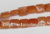 CAJ154 15.5 inches 10*10mm square red aventurine jade beads