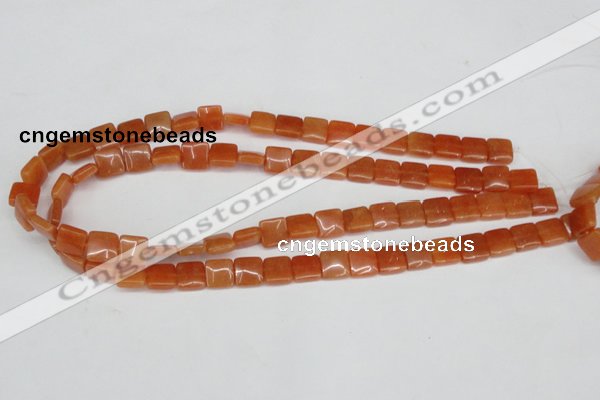 CAJ154 15.5 inches 10*10mm square red aventurine jade beads