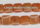 CAJ155 15.5 inches 12*12mm square red aventurine jade beads