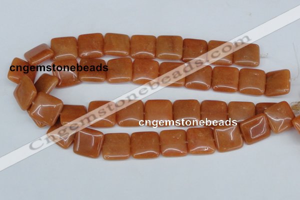 CAJ156 15.5 inches 20*20mm square red aventurine jade beads