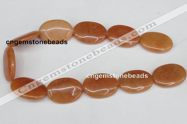 CAJ163 15.5 inches 25*35mm oval red aventurine jade beads