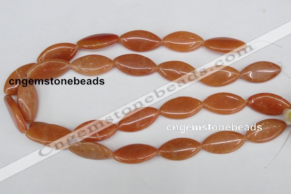 CAJ165 15.5 inches 15*30mm marquise red aventurine jade beads