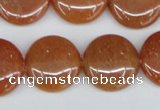 CAJ166 15.5 inches 20mm flat round red aventurine jade beads