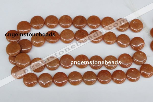 CAJ166 15.5 inches 20mm flat round red aventurine jade beads