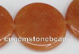 CAJ169 15.5 inches 35mm flat round red aventurine jade beads