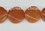 CAJ170 15.5 inches 20mm faceted coin red aventurine jade beads