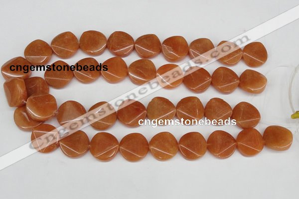 CAJ170 15.5 inches 20mm faceted coin red aventurine jade beads