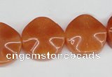 CAJ171 15.5 inches 20mm wavy coin red aventurine jade beads