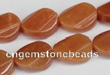 CAJ172 15.5 inches 13*18mm twisted oval red aventurine jade beads