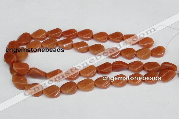 CAJ172 15.5 inches 13*18mm twisted oval red aventurine jade beads