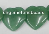 CAJ305 Top-drilled 28*28mm heart green aventurine jade beads