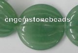 CAJ307 15.5 inches 35mm carved coin green aventurine jade beads