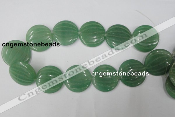 CAJ307 15.5 inches 35mm carved coin green aventurine jade beads