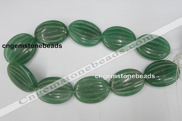 CAJ308 15.5 inches 30*40mm carved oval green aventurine jade beads