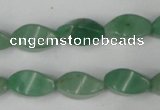 CAJ310 15.5 inches 8*16mm twisted tetrahedron green aventurine jade beads