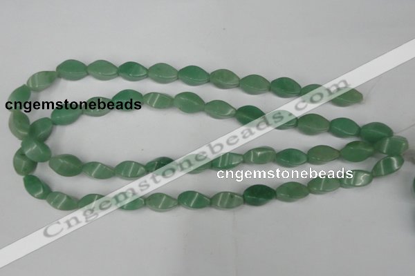 CAJ310 15.5 inches 8*16mm twisted tetrahedron green aventurine jade beads