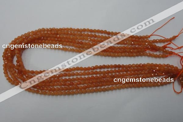 CAJ360 15.5 inches 4mm faceted round red aventurine beads wholesale