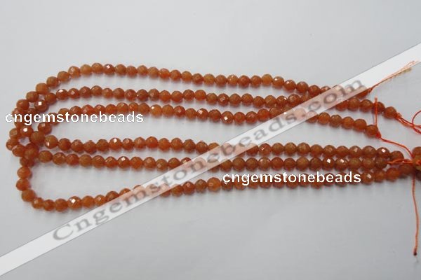 CAJ361 15.5 inches 6mm faceted round red aventurine beads wholesale