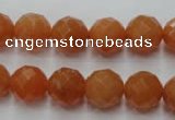 CAJ364 15.5 inches 12mm faceted round red aventurine beads wholesale