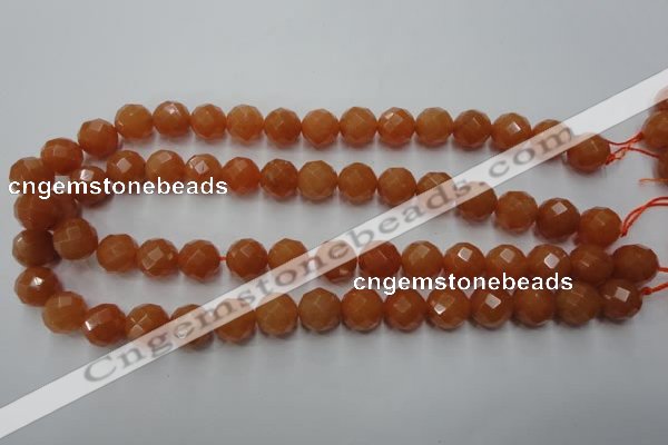 CAJ364 15.5 inches 12mm faceted round red aventurine beads wholesale