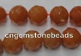 CAJ365 15.5 inches 14mm faceted round red aventurine beads wholesale