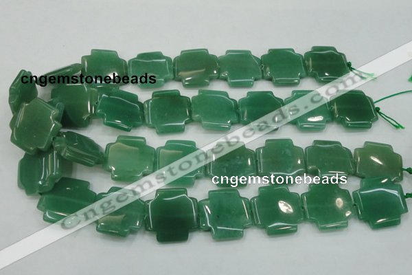 CAJ58 15.5 inches 25*25mm cross green aventurine jade beads wholesale