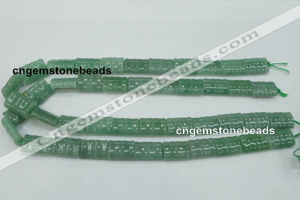 CAJ59 15.5 inches 13*18mm flat bamboo green aventurine jade beads