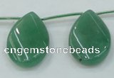 CAJ62 Top-drilled 22*30mm twisted teadrop green aventurine jade beads