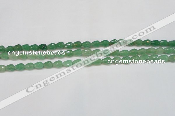 CAJ638 15.5 inches 8*10mm faceted teardrop green aventurine beads