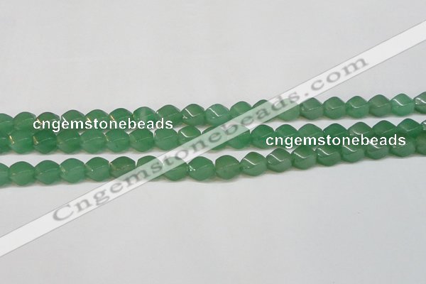 CAJ664 15.5 inches 8*10mm twisted rice green aventurine beads