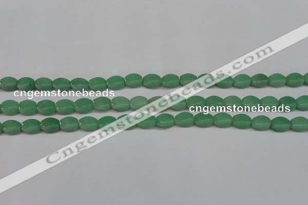 CAJ665 15.5 inches 8*12mm twisted rice green aventurine beads