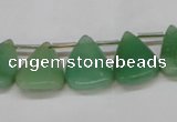 CAJ695 Top drilled 15*20mm leaf green aventurine beads