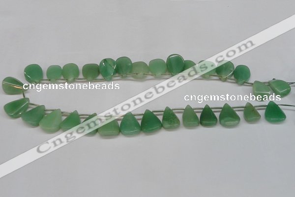 CAJ695 Top drilled 15*20mm leaf green aventurine beads