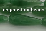 CAJ708 15.5 inches 10*30mm faceted teardrop green aventurine beads