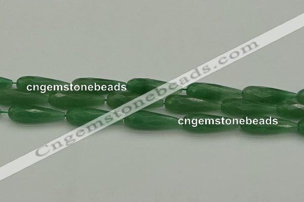 CAJ708 15.5 inches 10*30mm faceted teardrop green aventurine beads